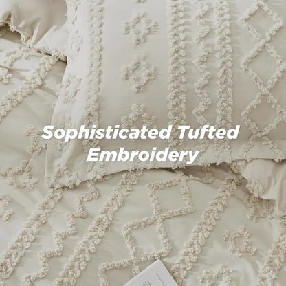 Boho Style 3 Piece Quilted Bedspread Set with Pillow Shams | Soft & Cozy Bedroom Decor