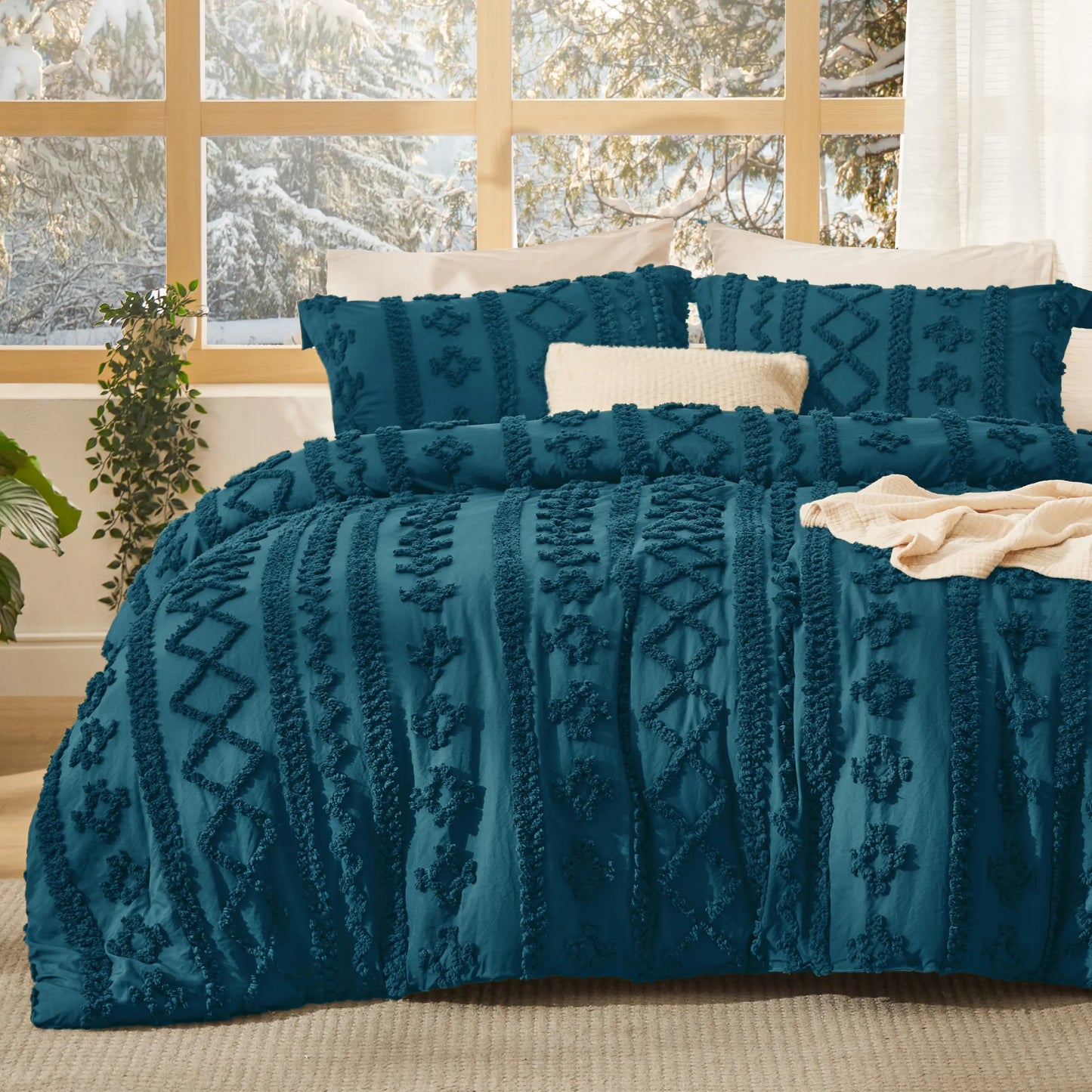 Boho Style 3 Piece Quilted Bedspread Set with Pillow Shams | Soft & Cozy Bedroom Decor