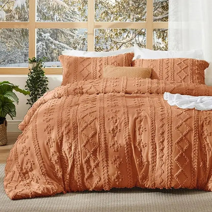 Boho Style 3 Piece Quilted Bedspread Set with Pillow Shams | Soft & Cozy Bedroom Decor