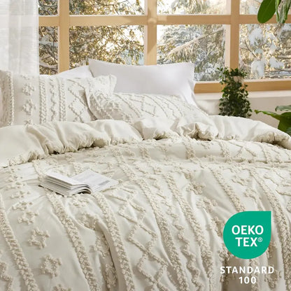 Boho Style 3 Piece Quilted Bedspread Set with Pillow Shams | Soft & Cozy Bedroom Decor