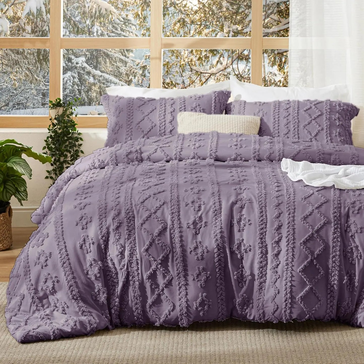 Boho Style 3 Piece Quilted Bedspread Set with Pillow Shams | Soft & Cozy Bedroom Decor