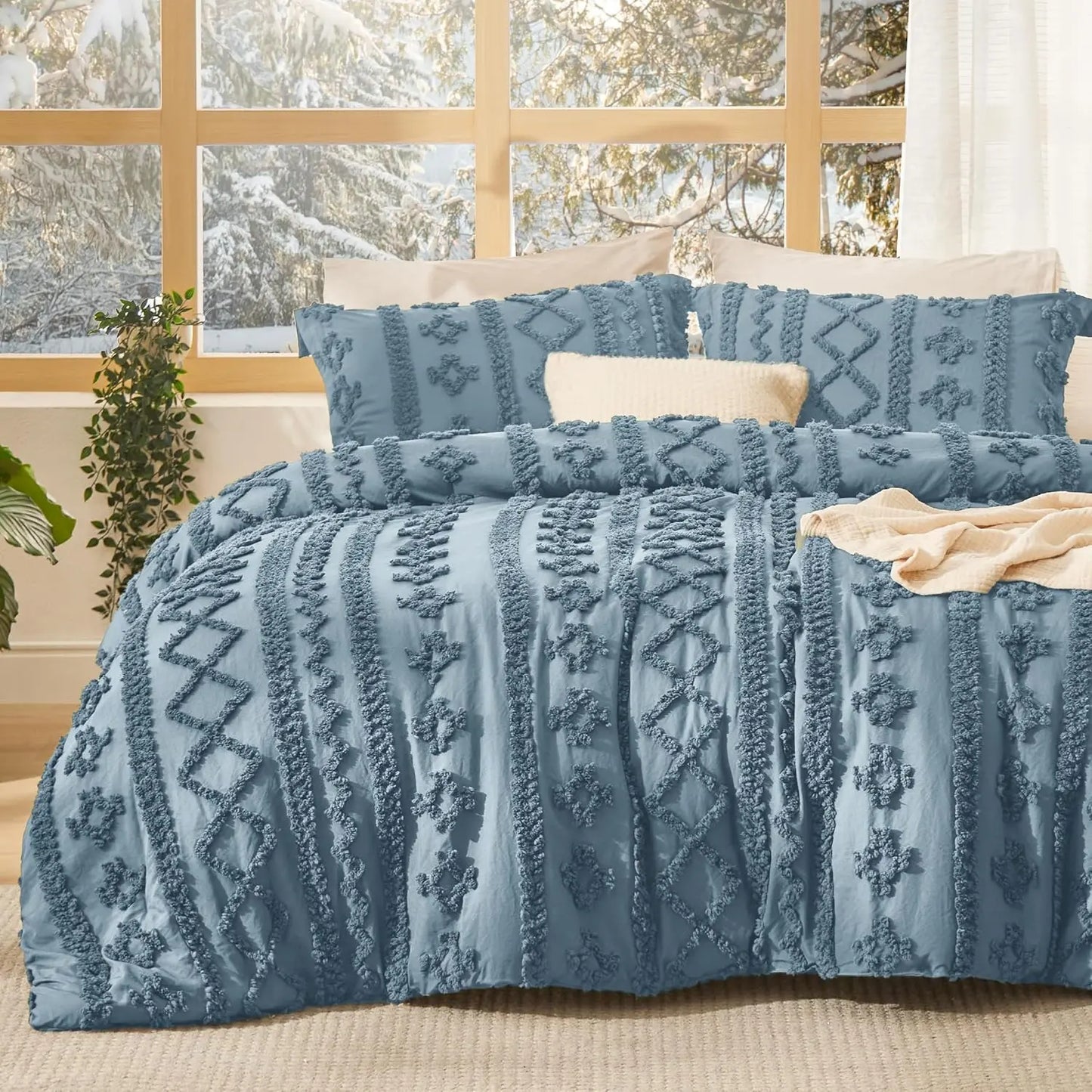 Boho Style 3 Piece Quilted Bedspread Set with Pillow Shams | Soft & Cozy Bedroom Decor