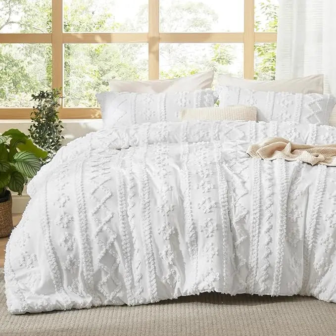 Boho Style 3 Piece Quilted Bedspread Set with Pillow Shams | Soft & Cozy Bedroom Decor