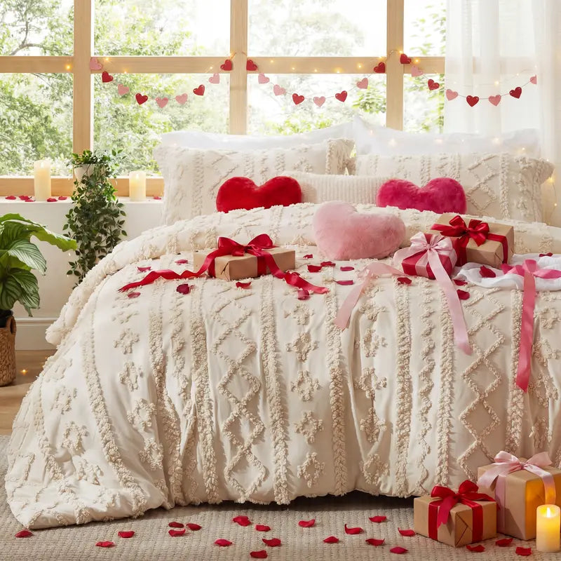 Boho Style 3 Piece Quilted Bedspread Set with Pillow Shams | Soft & Cozy Bedroom Decor
