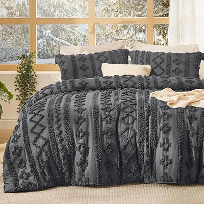 Boho Style 3 Piece Quilted Bedspread Set with Pillow Shams | Soft & Cozy Bedroom Decor