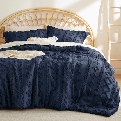Boho Style 3 Piece Quilted Bedspread Set with Pillow Shams | Soft & Cozy Bedroom Decor