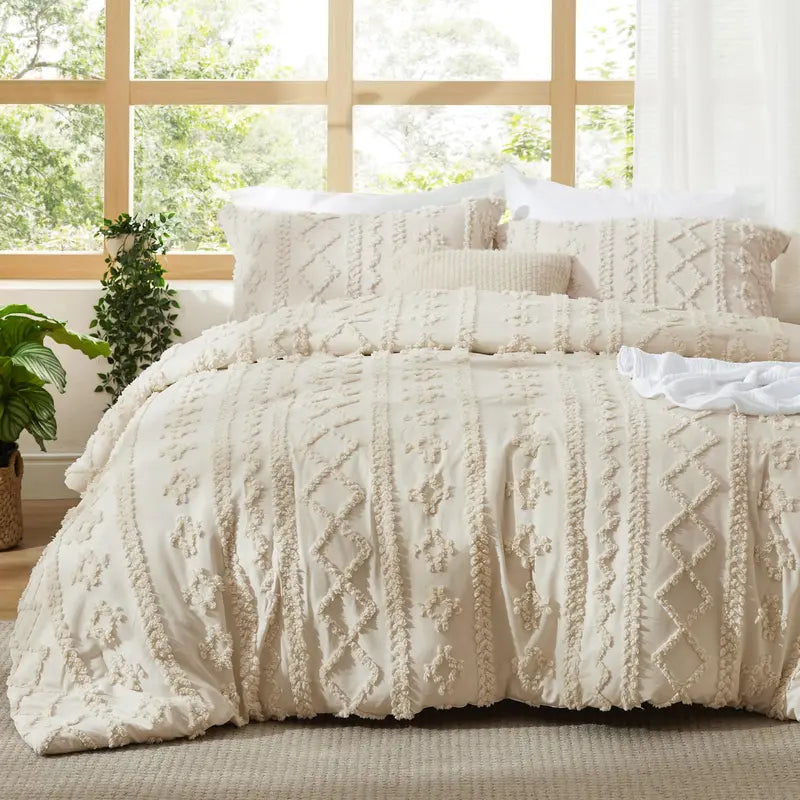 Boho Style 3 Piece Quilted Bedspread Set with Pillow Shams | Soft & Cozy Bedroom Decor