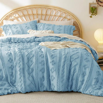 Boho Style 3 Piece Quilted Bedspread Set with Pillow Shams | Soft & Cozy Bedroom Decor