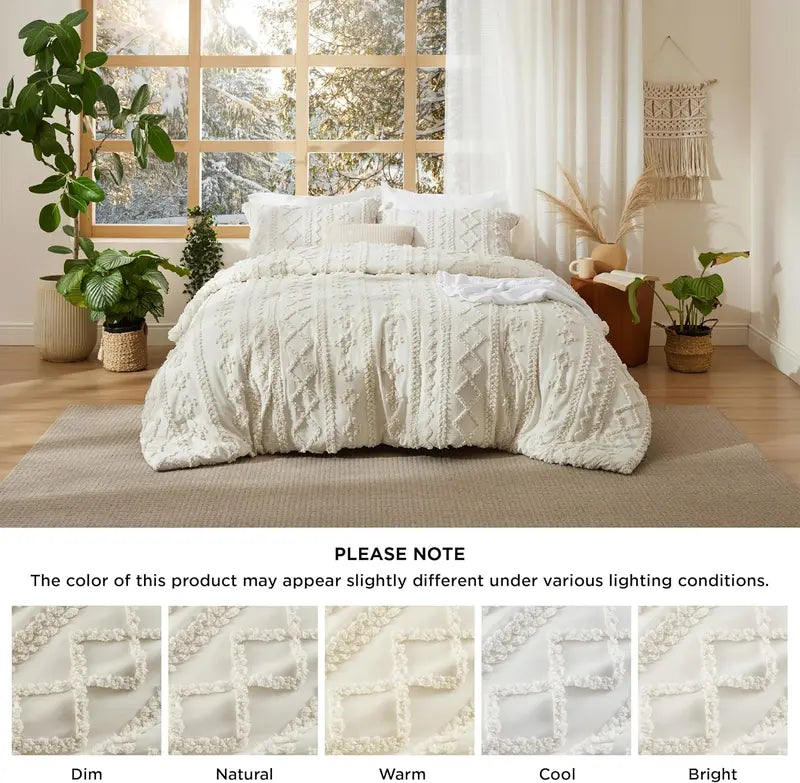 Boho Style 3 Piece Quilted Bedspread Set with Pillow Shams | Soft & Cozy Bedroom Decor